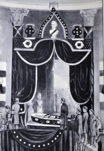 Illustratie van Currier & Ives 19e Eeuw. Het Lichaam van de Martelaar President, Abraham Lincoln door N. and Ives, J.M. Currier